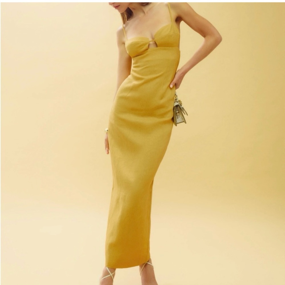 Yellow linen Malibu reformation dress (NWT)
